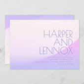 Slick Ombre Gradient Paarse Mist Tropical Wedding Kaart (Voorkant / Achterkant)