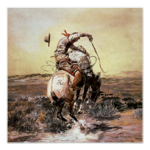 “Slick Rider” Western Art van Charles M Russell Perfect Poster