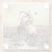 "Slick Rider" Westerne kunst van Charles M Russell Glazen Onderzetter (Achterkant)