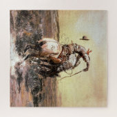"Slick Rider" Westerne kunst van Charles M Russell Legpuzzel (Horizontaal)