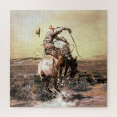 "Slick Rider" Westerne kunst van Charles M Russell Legpuzzel (Verticaal)