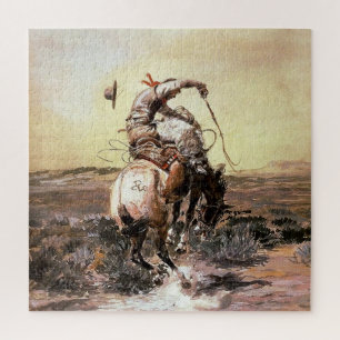 "Slick Rider" Westerne kunst van Charles M Russell Legpuzzel