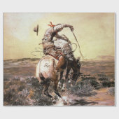 “Slick Rider” Westerse kunst van Charles M Russell Cadeaupapier (Vlak)