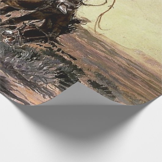 “Slick Rider” Westerse kunst van Charles M Russell Cadeaupapier (Hoek)