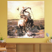 “Slick Rider” Westerse kunst van Charles M Russell Canvas Afdruk (Insitu (Woonkamer))