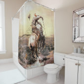 “Slick Rider” Westerse kunst van Charles M Russell Douchegordijn (In situ)