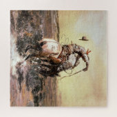 “Slick Rider” Westerse kunst van Charles M Russell Legpuzzel (Horizontaal)