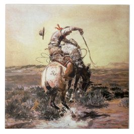 “Slick Rider” Westerse kunst van Charles M Russell Tegeltje