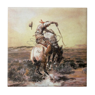 “Slick Rider” Westerse kunst van Charles M Russell Tegeltje