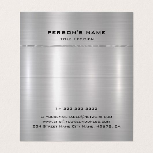 Slick zilveren achtergrond visitekaartje (Binnenkant ongevouwen)