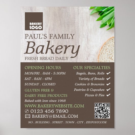 Slictbrood aan boord, bakkerijen, bakkerijwinkel poster (Voorkant)