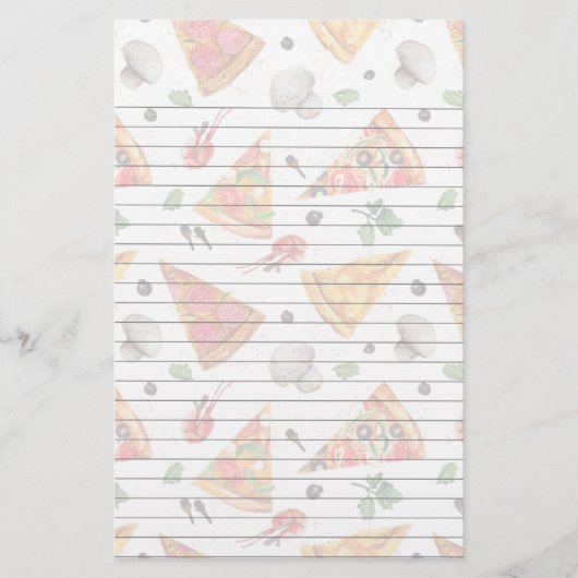 Slicten van Pizza en paddenstoelen Briefpapier (Voorkant)