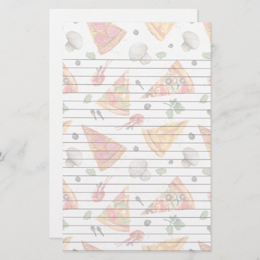 Slicten van Pizza en paddenstoelen Briefpapier (Voorkant / Achterkant)