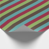 Sliday Retro 70s Stripes Green Brown Aqua Red Cadeaupapier (Hoek)