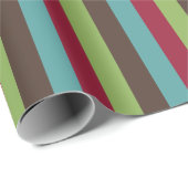 Sliday Retro 70s Stripes Green Brown Aqua Red Cadeaupapier (Rol Hoek)