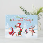 Slide on Over voor een uitnodiging voor een kerstf (Staand voorkant)