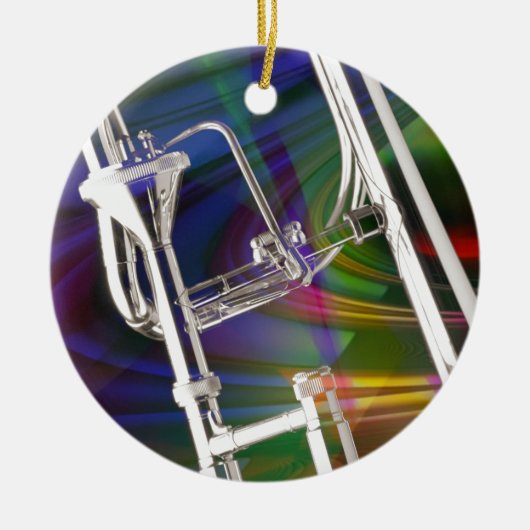 Slide Trombone kerstversiering U voegt TEKST toe Keramisch Ornament (Voorkant)