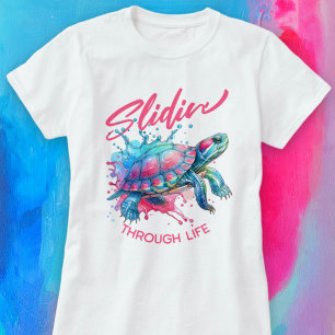Slidin' Through Life Red-Ear Slider Turtle T-shirt