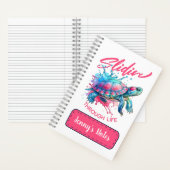 Slidin' Through Life Turtle Kleurrijke Waterverf Notitieboek (Binnen)