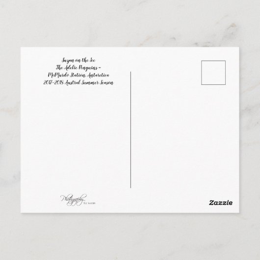 Sliding Adelie Penguin en Friend Briefkaart (Achterkant)