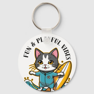Sliding Cat Fun & Playful Vibes Sleutelhanger