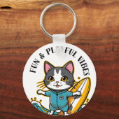 Sliding Cat Fun & Playful Vibes Sleutelhanger (Voorkant)