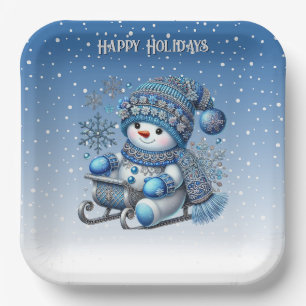 Sliding Snowman Christmas Holiday Paper Bord