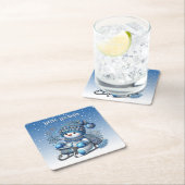 Sliding Snowman Christmas Holiday Paper Onderzette Kartonnen Onderzetters (Insitu)