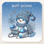 Sliding Snowman Christmas Holiday Paper Onderzette Kartonnen Onderzetters<br><div class="desc">Mooie Sliding Snowman Kerstvakantie Papier Onderzetter</div>