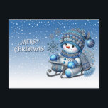 Sliding Snowman Holiday Christmas Briefkaart<br><div class="desc">Mooie glijdende sneeuwman vakantie kerst Briefkaart</div>