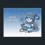 Sliding Snowman Holiday Christmas Briefkaart<br><div class="desc">Mooie glijdende sneeuwman vakantie kerst Briefkaart</div>