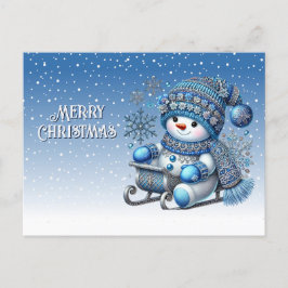 Sliding Snowman Holiday Christmas Briefkaart