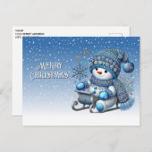 Sliding Snowman Holiday Christmas Briefkaart (Voorkant / Achterkant)