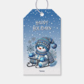 Sliding Snowman Kerstcadeau Label Cadeaulabel (Voorkant)