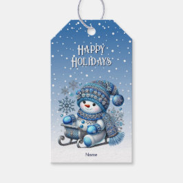 Sliding Snowman Kerstcadeau Label Cadeaulabel
