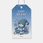 Sliding Snowman Kerstcadeau Label Cadeaulabel (Achterkant)