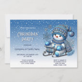 Sliding Snowman kerstfeest uitnodiging (Voorkant)