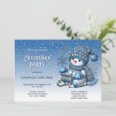 Sliding Snowman kerstfeest uitnodiging (Staand voorkant)