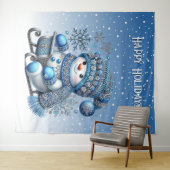 Sliding Snowman Kerstvakantie Achtergrond Wandkleed (In Situ (horizontaal))