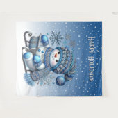 Sliding Snowman Kerstvakantie Achtergrond Wandkleed (Voorkant (horizontaal))