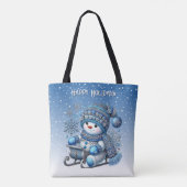 Sliding Snowman Kerstvakantie Canvas tas (Achterkant)