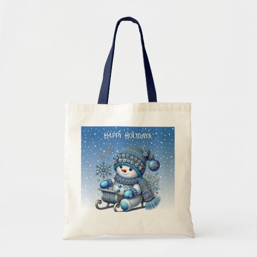 Sliding Snowman Kerstvakantie Canvas tas (Voorkant)