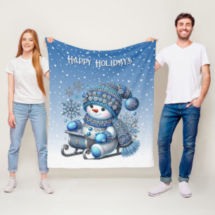 Sliding Snowman Kerstvakantie Fleece Deken