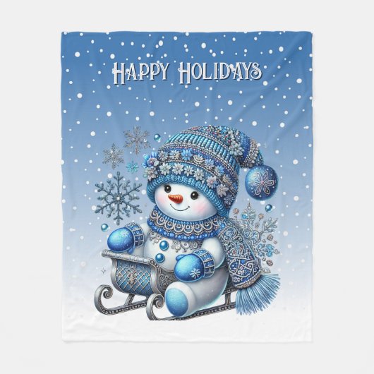Sliding Snowman Kerstvakantie Fleece Deken (Voorkant)
