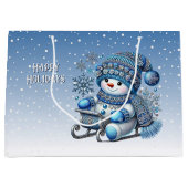 Sliding Snowman Kerstvakantie Gift Bag Groot Cadeauzakje (Voorkant)