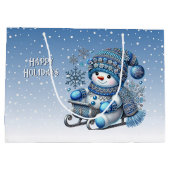 Sliding Snowman Kerstvakantie Gift Bag Groot Cadeauzakje (Achterkant)