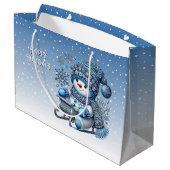 Sliding Snowman Kerstvakantie Gift Bag Groot Cadeauzakje (Achterkant Gekanteld)
