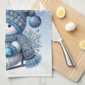 Sliding Snowman Kerstvakantie Keuken Handdoek (Quarter Fold)
