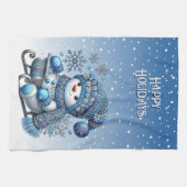 Sliding Snowman Kerstvakantie Keuken Handdoek (Horizontaal)