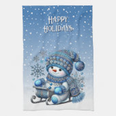 Sliding Snowman Kerstvakantie Keuken Handdoek (Verticaal)